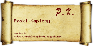Prokl Kaplony névjegykártya